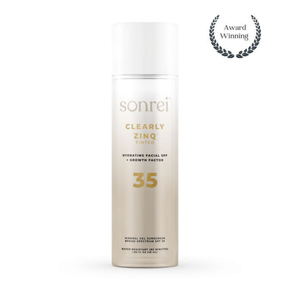 Clearly Zinq® Tinted Hydrating Facial SPF 35 + Growth Factor Sunscreen Mineral Gel/Primer by Sonrei