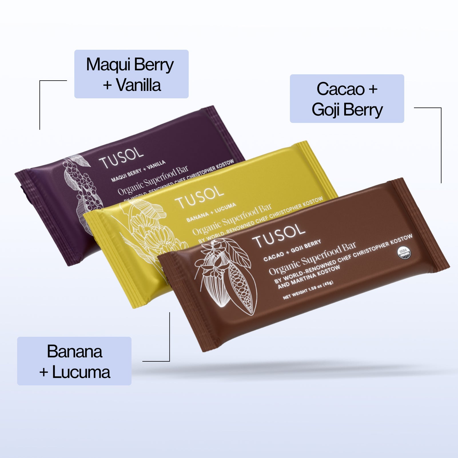 Organic Protein + Superfood Bars by TUSOL Wellness