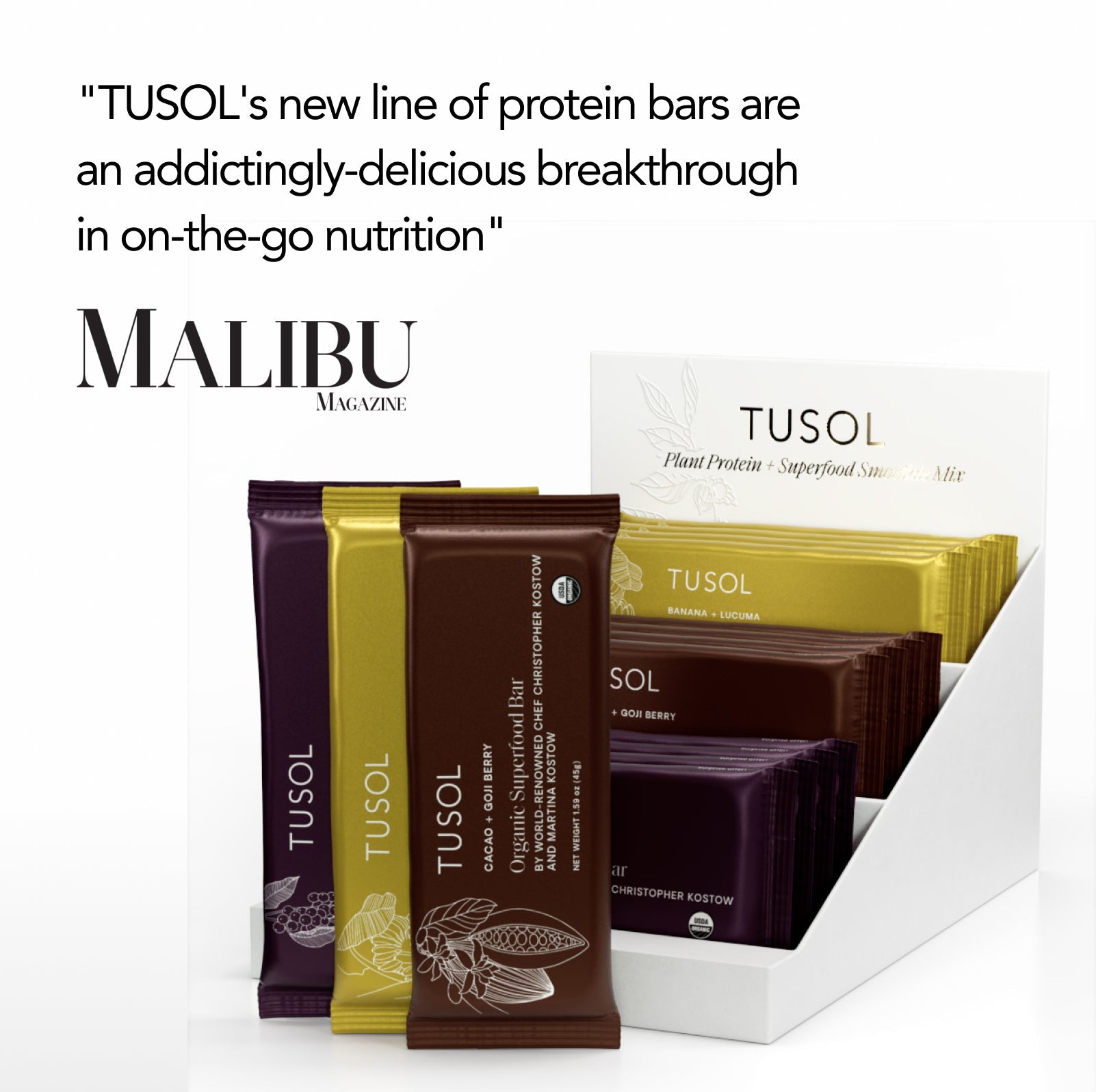 Organic Protein + Superfood Bars by TUSOL Wellness