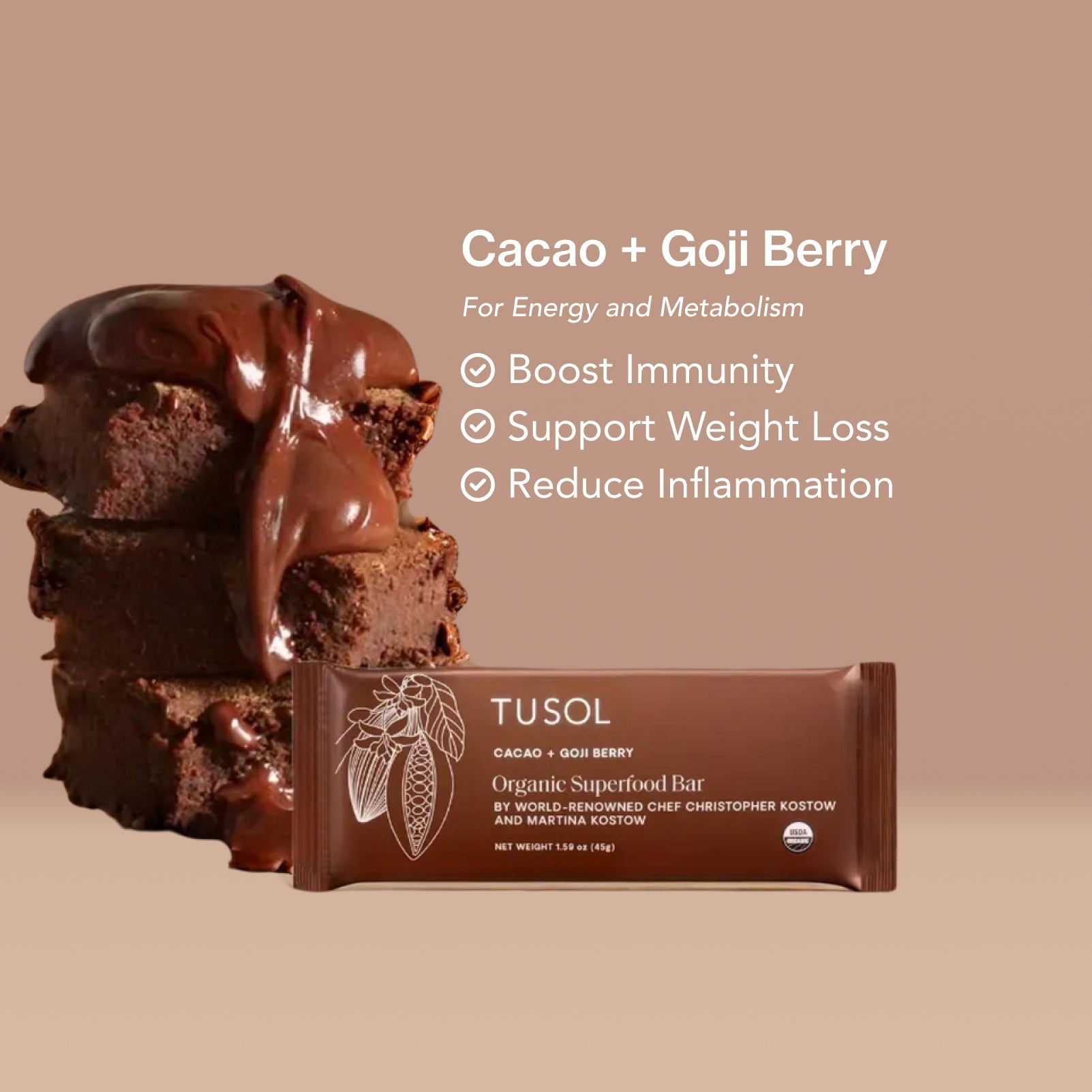 Organic Protein + Superfood Bars by TUSOL Wellness