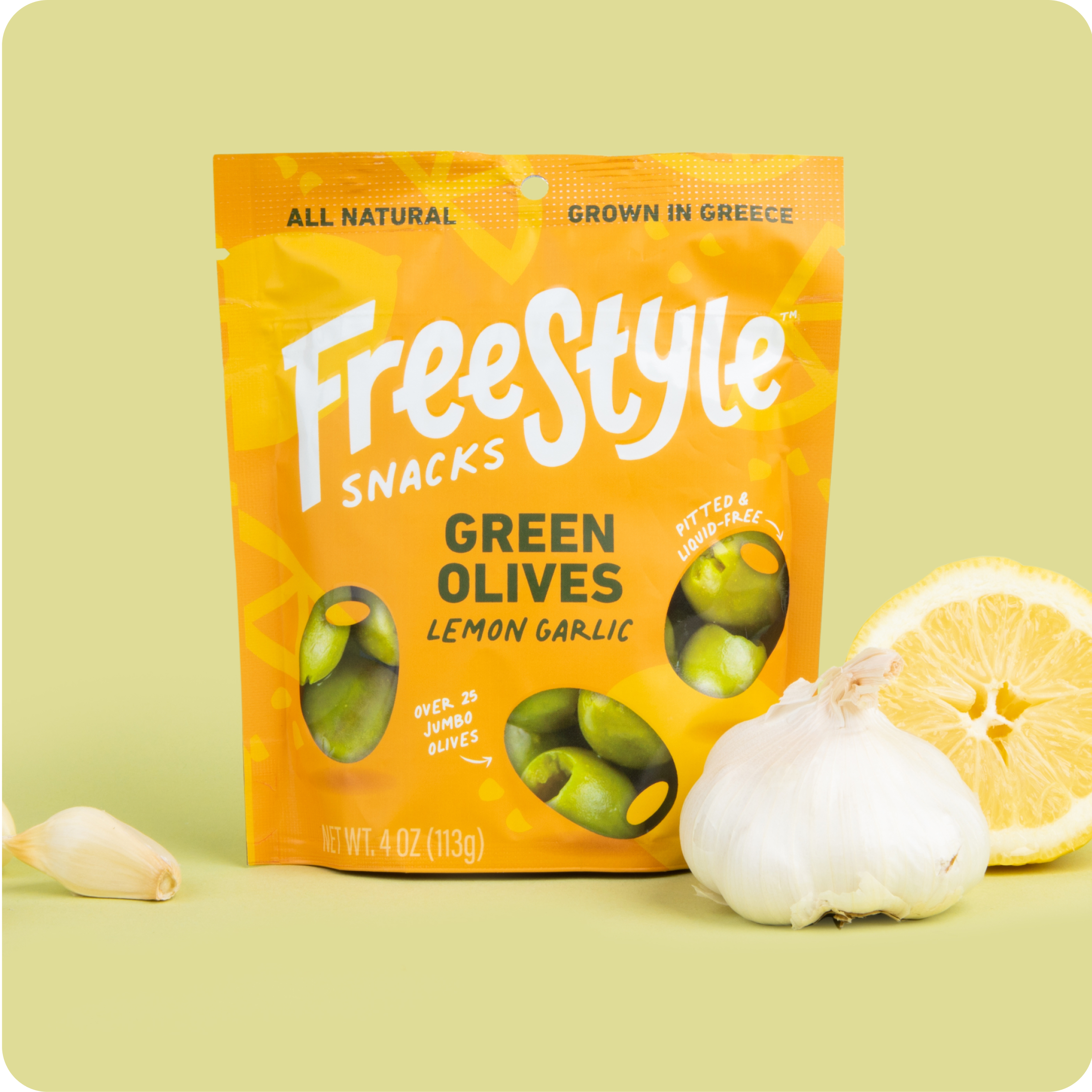 Green Olives - Lemon Garlic by Freestyle Snacks