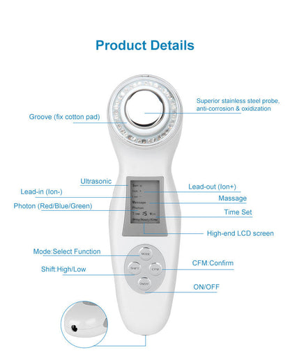 LED Light Therapy + Ultrasonic Device