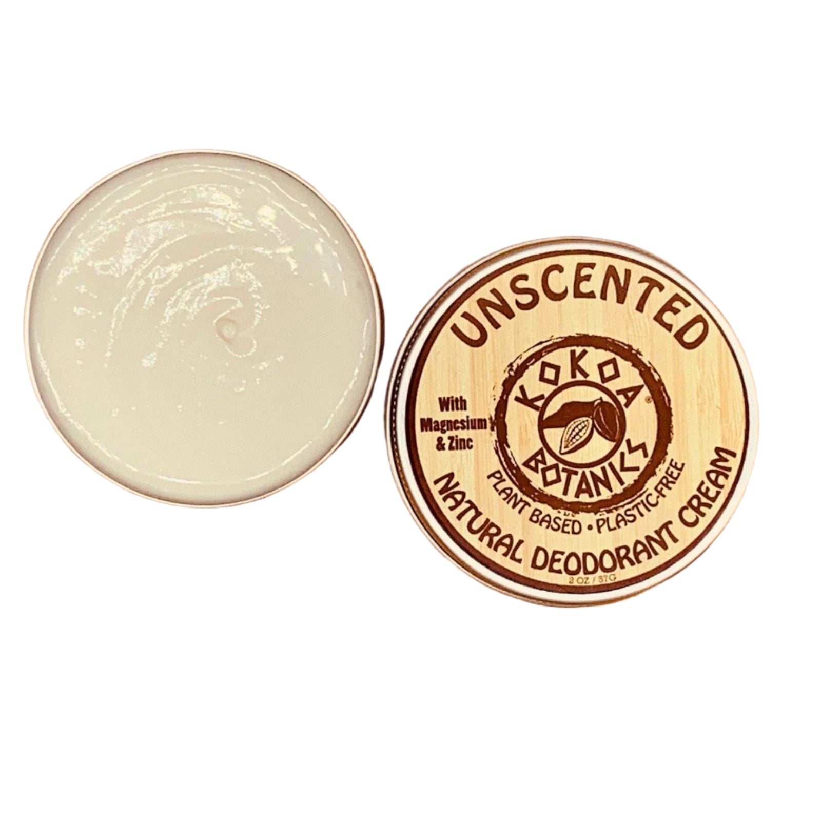 Unscented - Natural Deodorant Cream - Aluminum-Free - Plastic-Free 2.5 oz by kokoabotanics