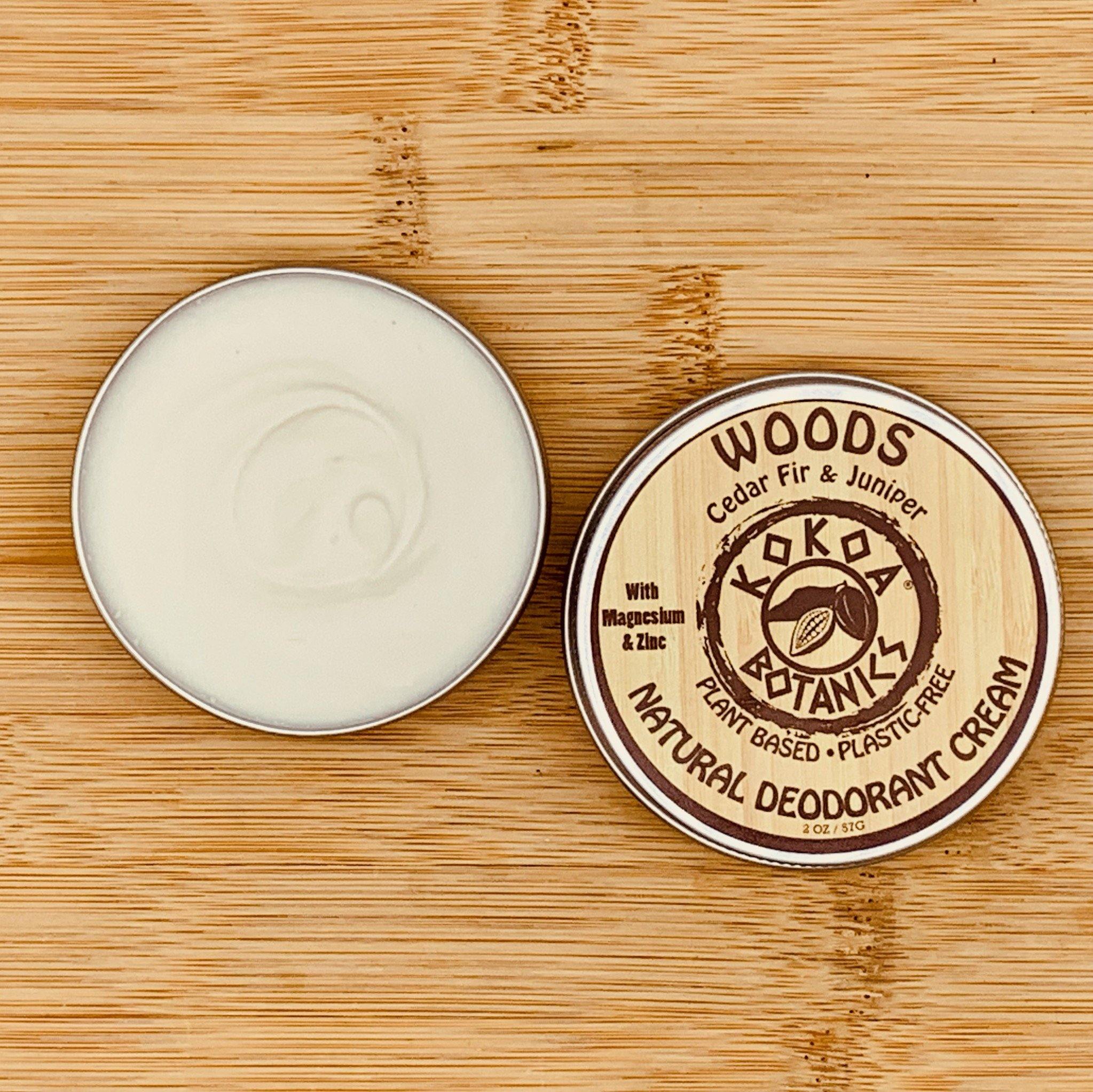 WOODS with Cedar and Juniper - Natural Deodorant Cream - Aluminum-Free - 2.5 oz by kokoabotanics