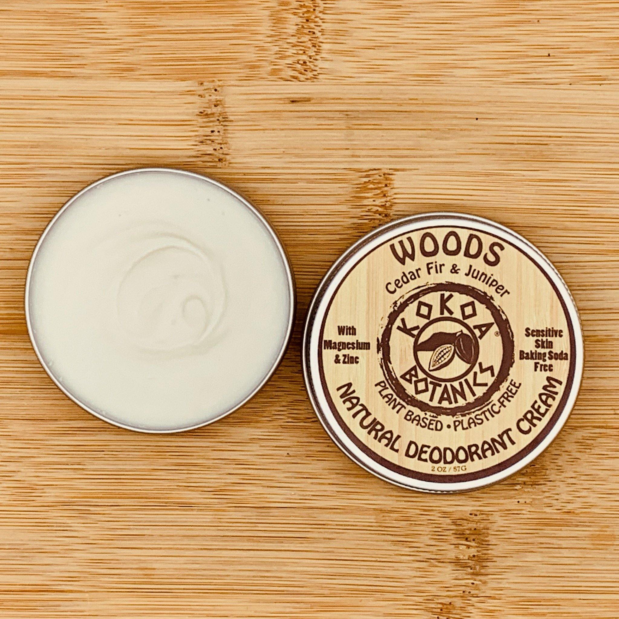 WOODS - Natural Deodorant Cream - Sensitive Skin – Baking Soda-Free 2.5 oz by kokoabotanics