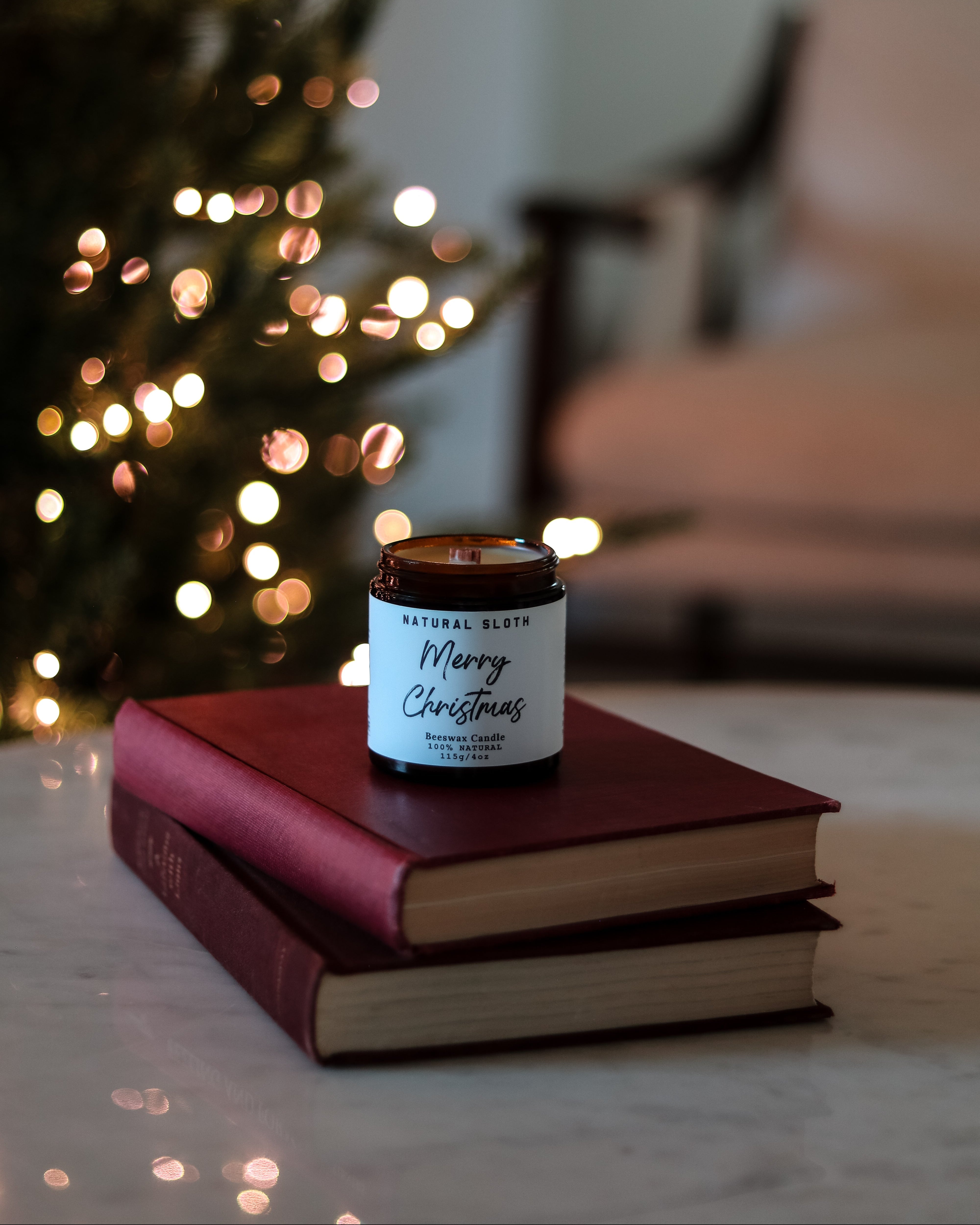 Merry Christmas Beeswax Candles