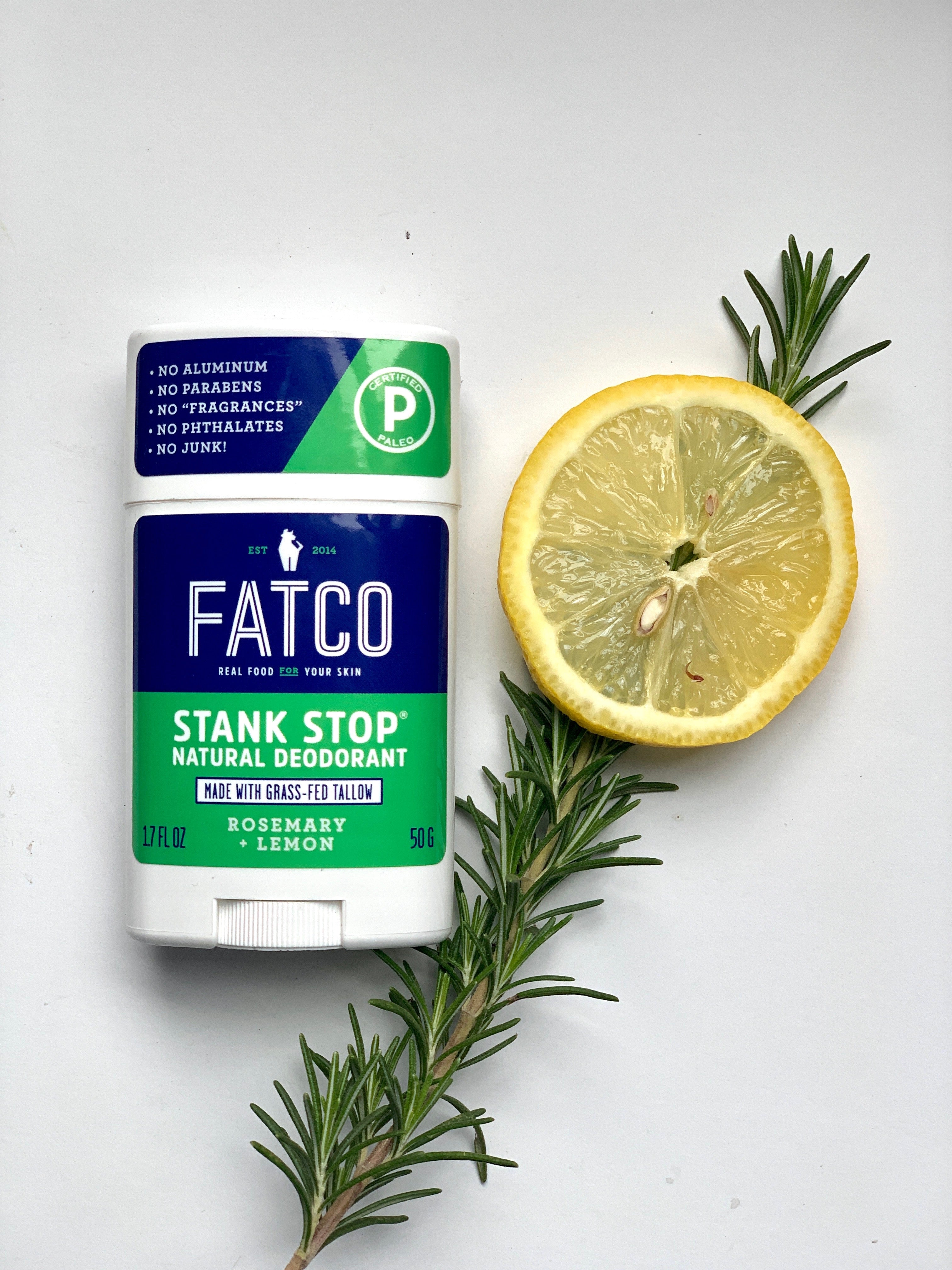 Stank Stop Deodorant Stick, Rosemary+Lemon, 1.7 Oz by FATCO Skincare Products