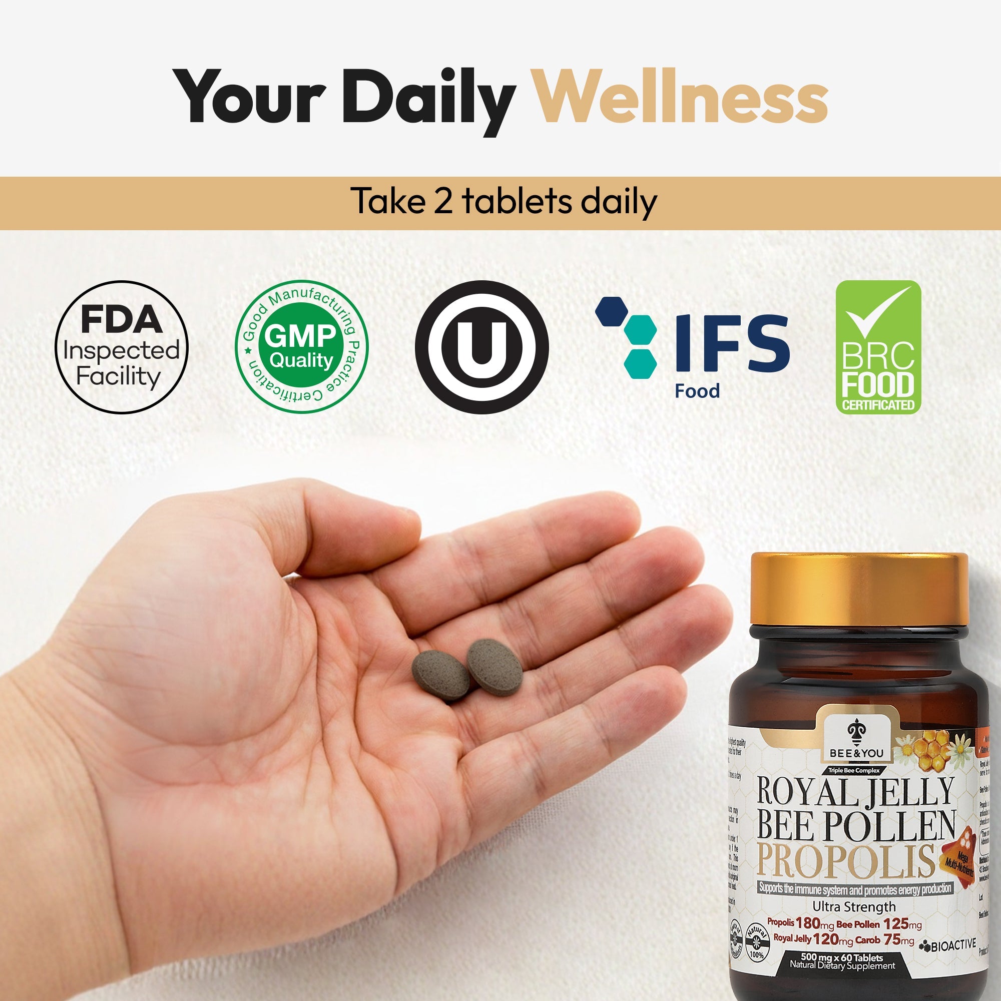 Royal Jelly+Propolis+Bee Pollen Tablets Ultra Potency