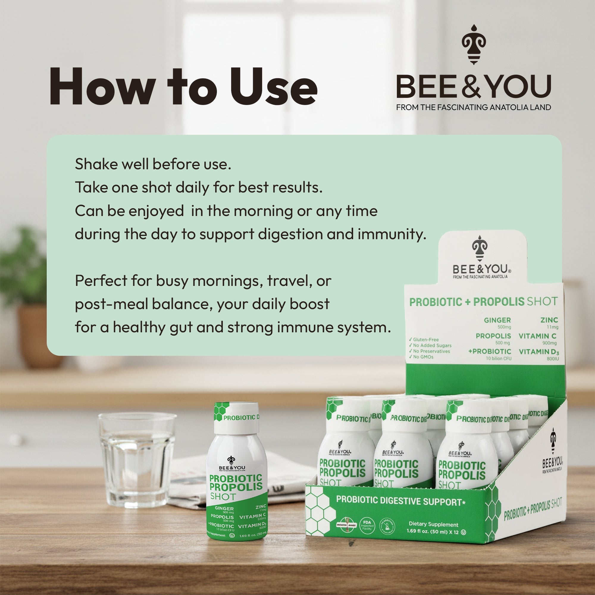 Propolis Immune Shot - Probiotic, 50 ml x 12