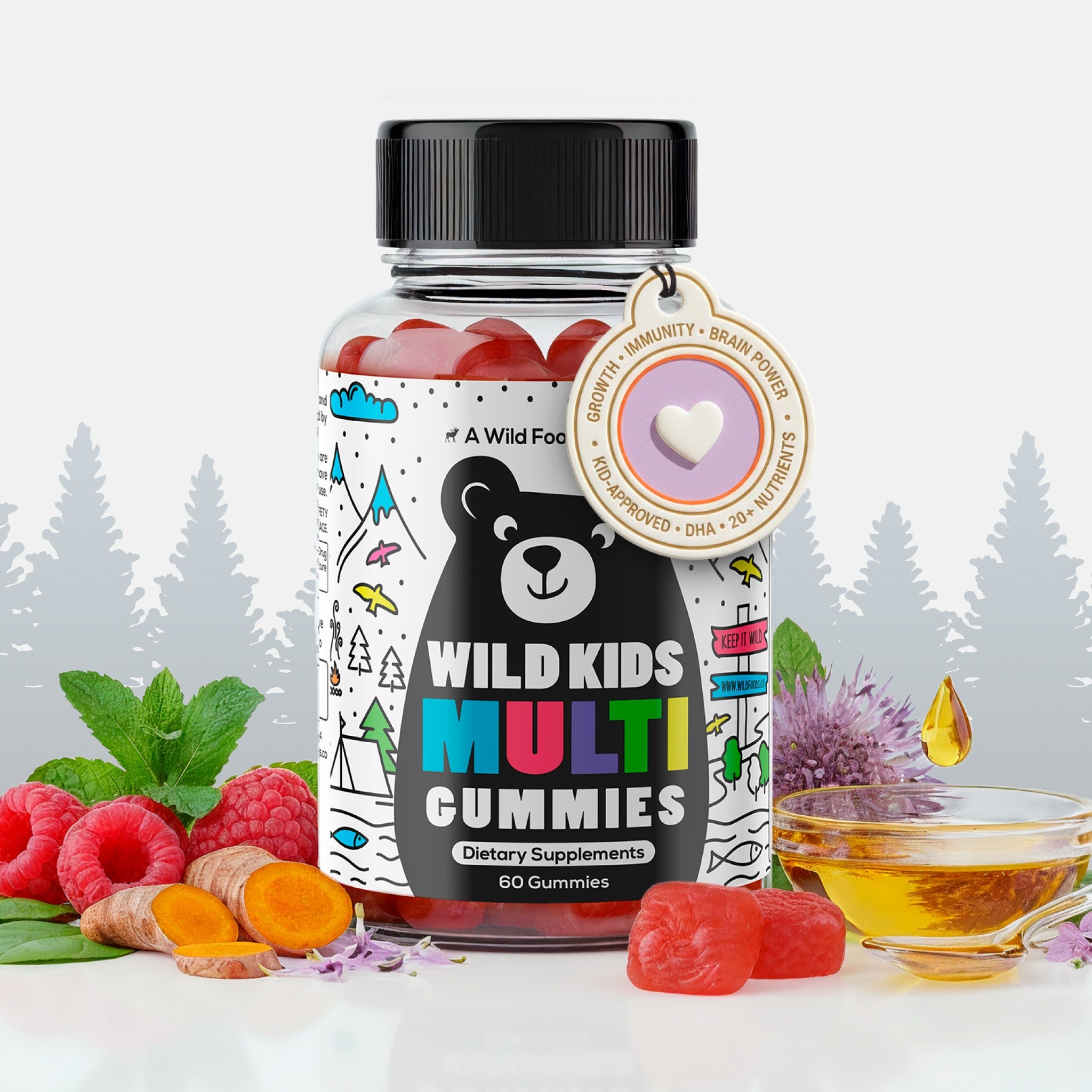 Wild Kids Multivitamin Gummies – formulated to support focus and a positive mood in growing kids.