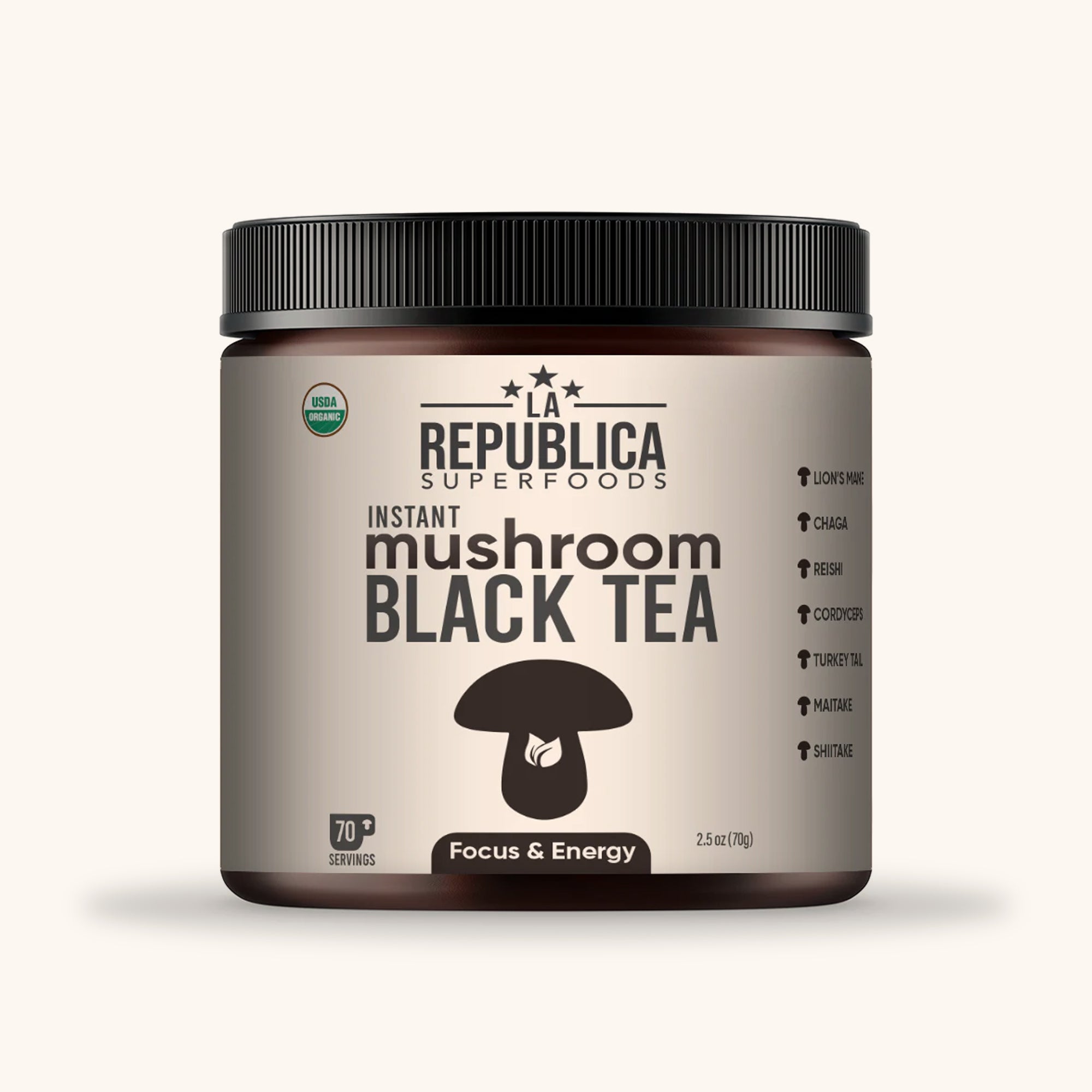 Black Tea with 7 Mushrooms (Instant) by La Republica Superfoods