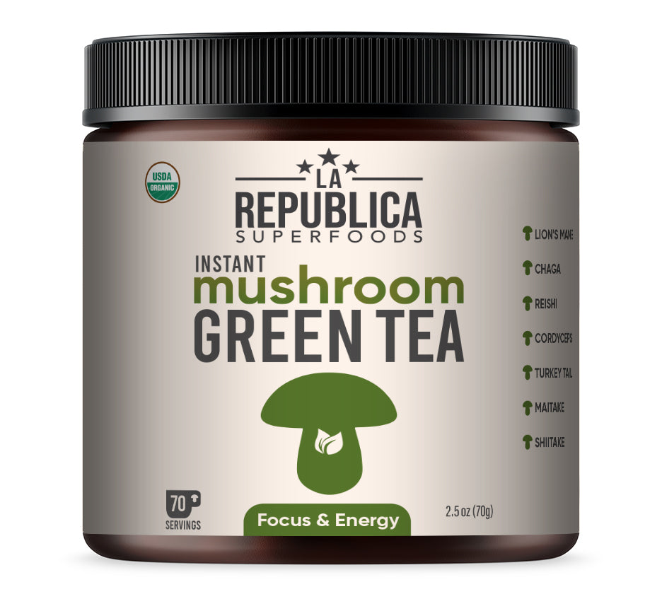 Green Tea with 7 Mushrooms (Instant) by La Republica Superfoods