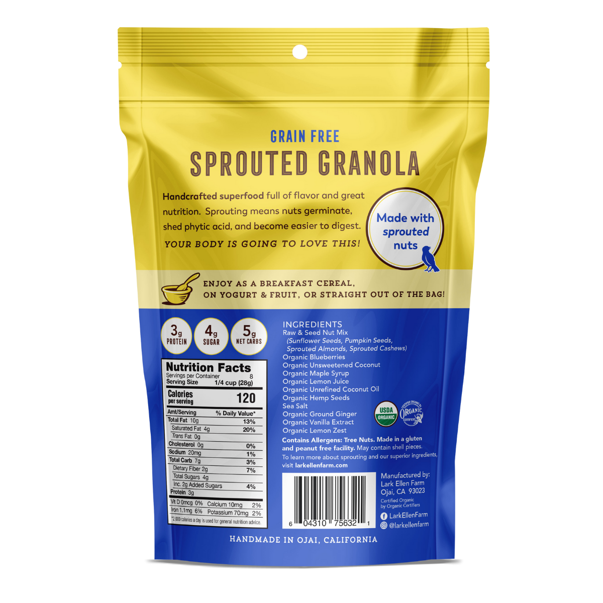 Lemon Blueberry Sprouted Granola (Grain-Free)