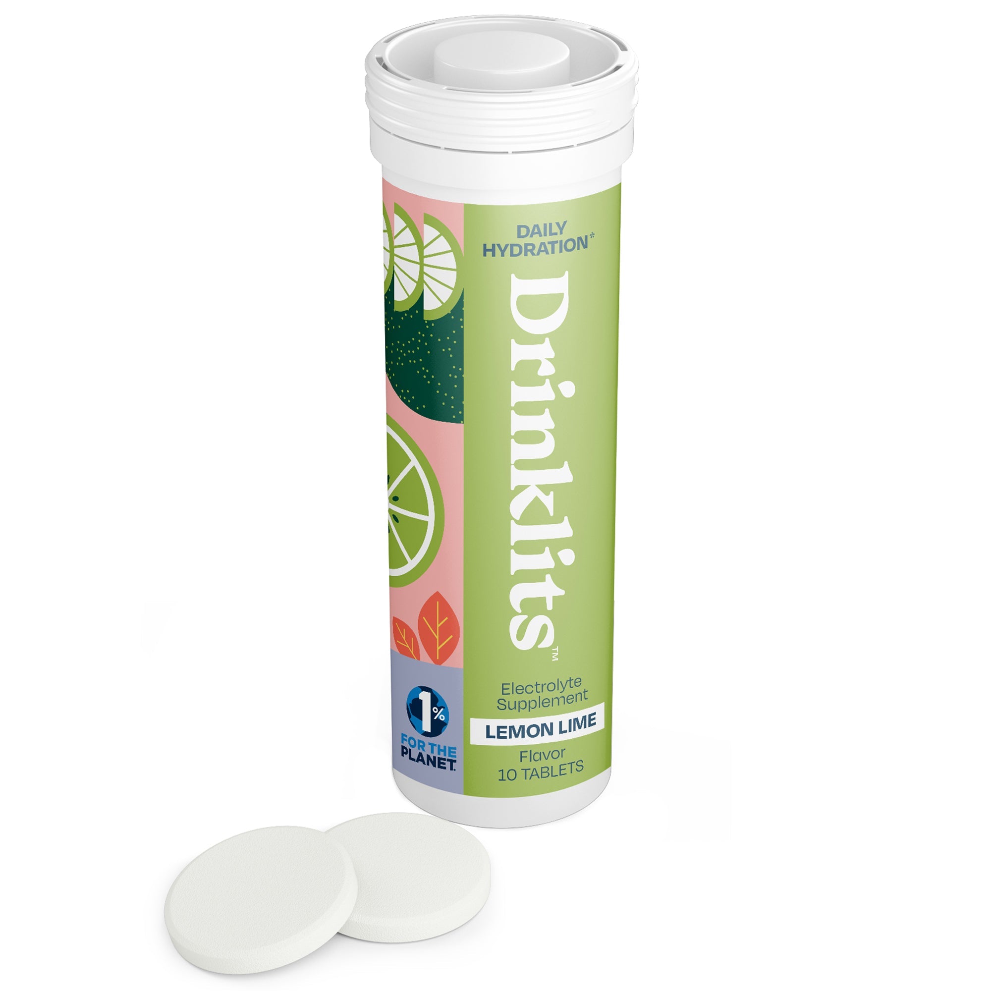 LEMON-LIME Electrolyte Tablets for Daily Hydration (8 Tubes, 80 Servings) by Drinklits