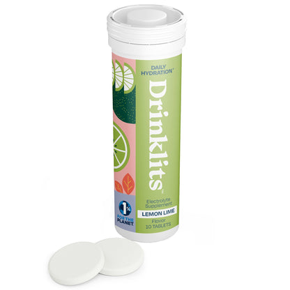 LEMON-LIME Electrolyte Tablets for Daily Hydration (8 Tubes, 80 Servings) by Drinklits