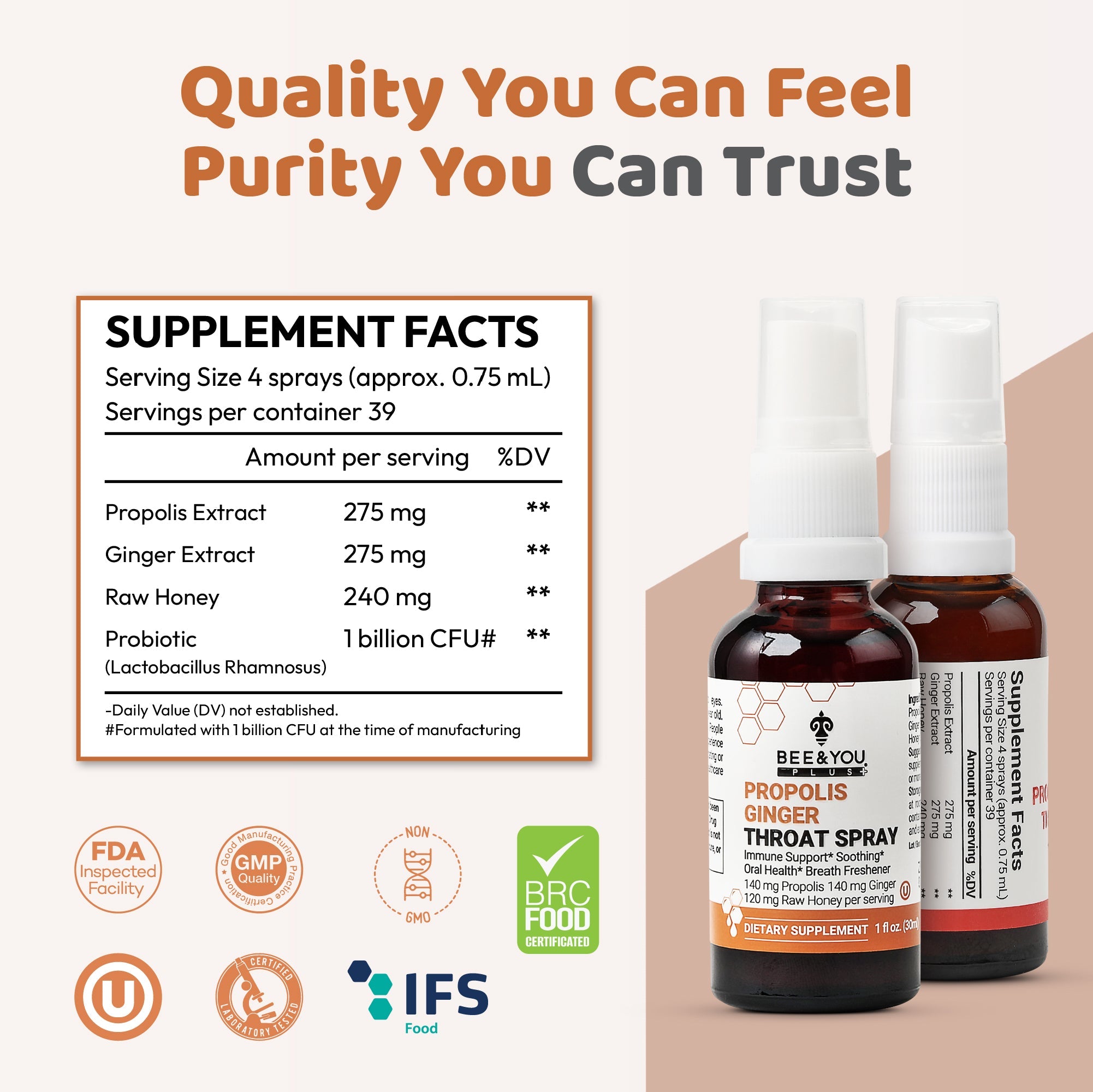 Propolis+Ginger+Raw Honey Throat Spray