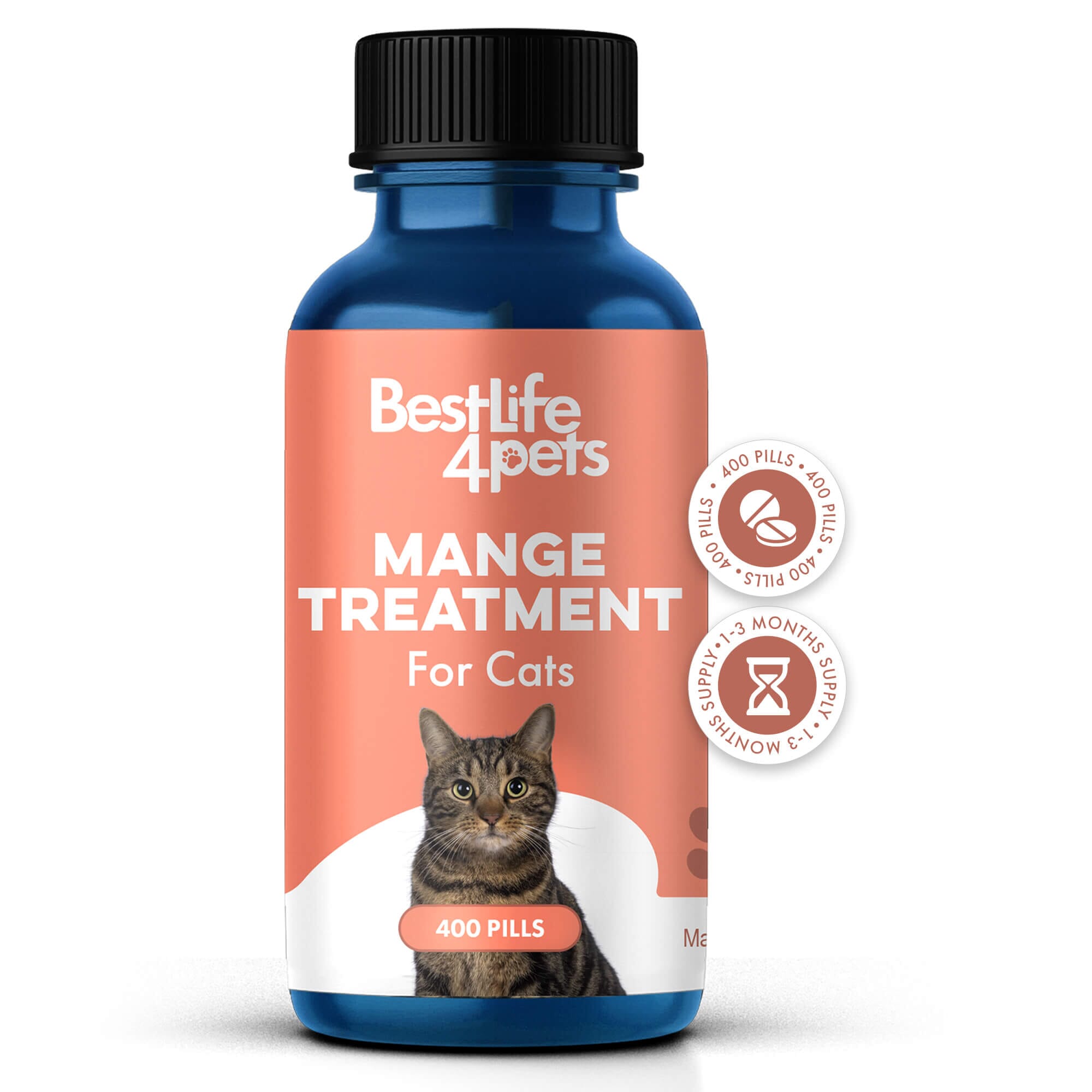 Mange Treatment for Cats - Treats Feline Sarcoptic & Demodectic Mange, Scabies & Ear Mites by BestLife4Pets