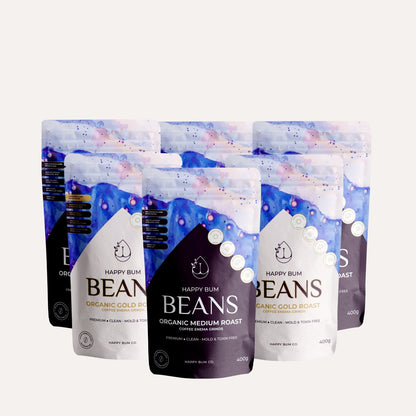 Happy Bum Beans - Organic Gold & Medium Roast 6 Pack