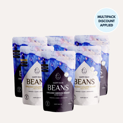 Happy Bum Beans - Organic Gold & Medium Roast 6 Pack