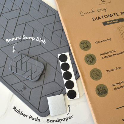 Quick Dry Diatomaceous Earth Floor Stone Bath and Dish Mat | Bathroom Shower Mat Non-Slip | Super Absorbent | Eco Friendly | Sustainable