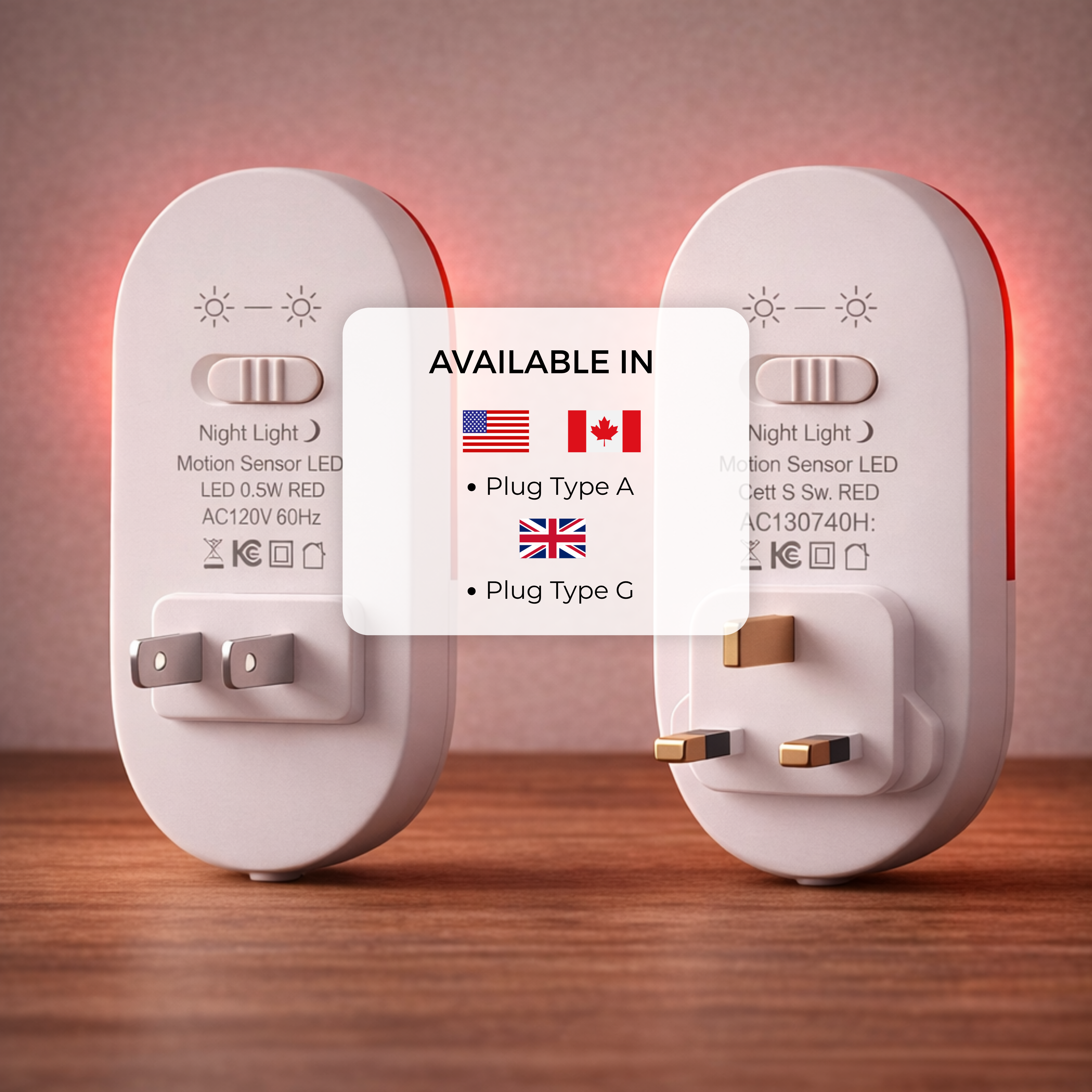 Anti-Blue LED Night Light Motion Sensor - Red