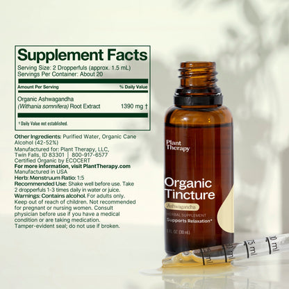 Organic Ashwagandha Herbal Tincture by Plant Therapy