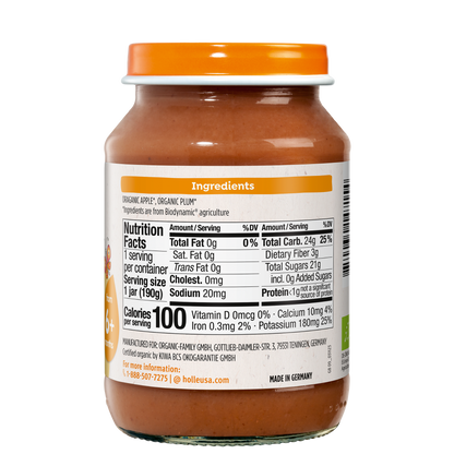 Holle Organic Baby Food Jar - Apple & Plum - 6 Jars by Holle USA