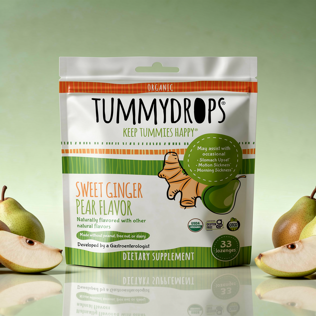 Sweet Pear Ginger Tummydrops  | Organic Lozenges 33ct Bag