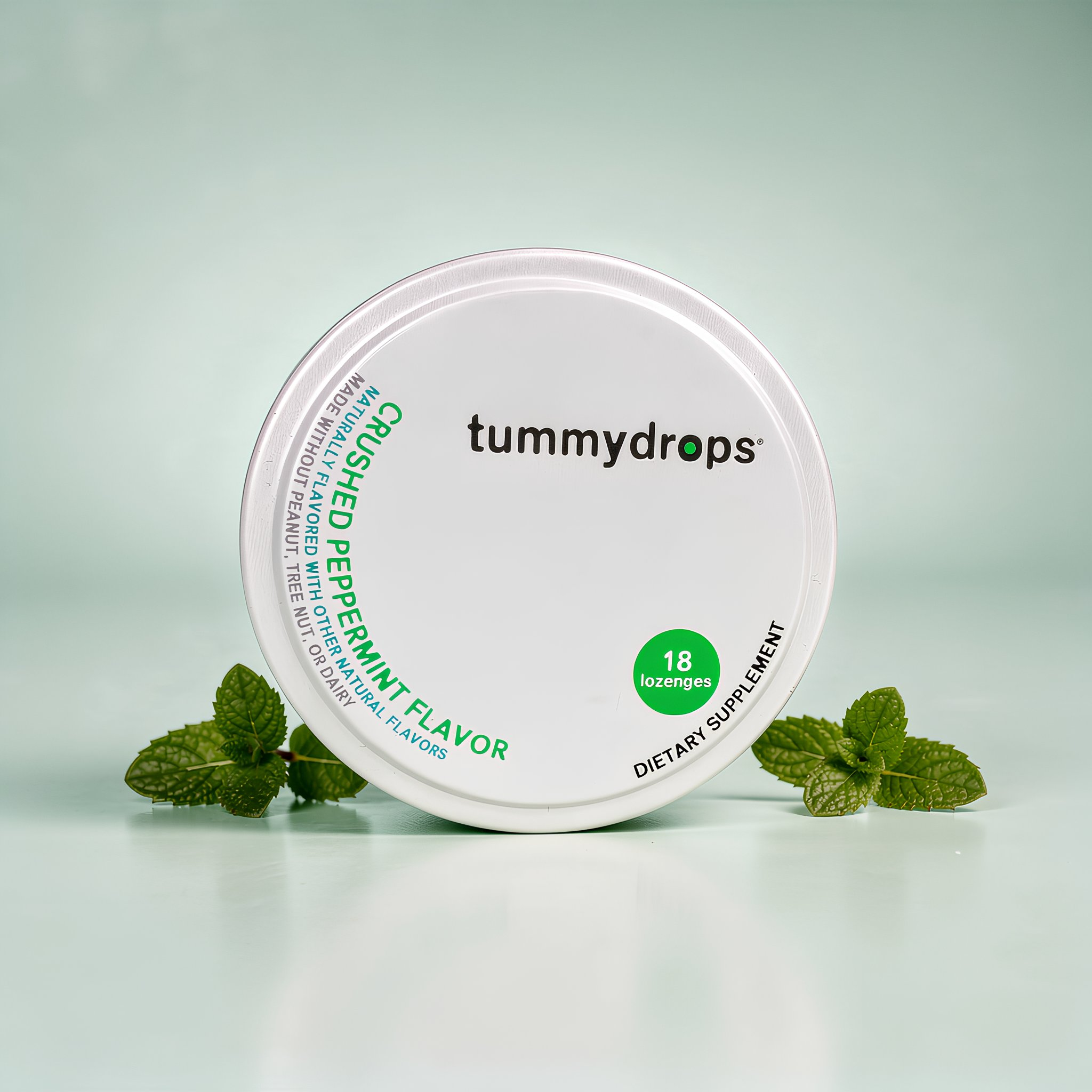 Crushed Peppermint Tummydrops  | Organic Lozenges 18ct Tin