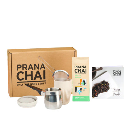 Prana Chai Vegan Agave Blend Starter Box with Huskee 12oz Cup & Lid by Prana Chai