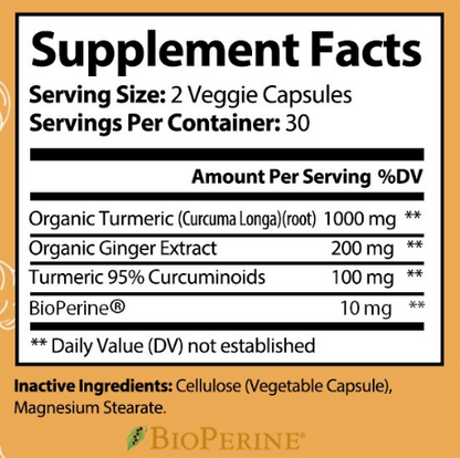 Turmeric Curcumin + Ginger by Vita Organics
