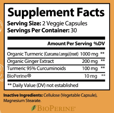 Turmeric Curcumin + Ginger by Vita Organics
