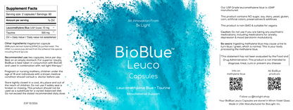 BioBlue Leuco Capsules – Rapidly Absorbed Leucomethylene Blue for Enhanced Brain & Mitochondrial Support | Red Light Therapy Synergist - USP Grade