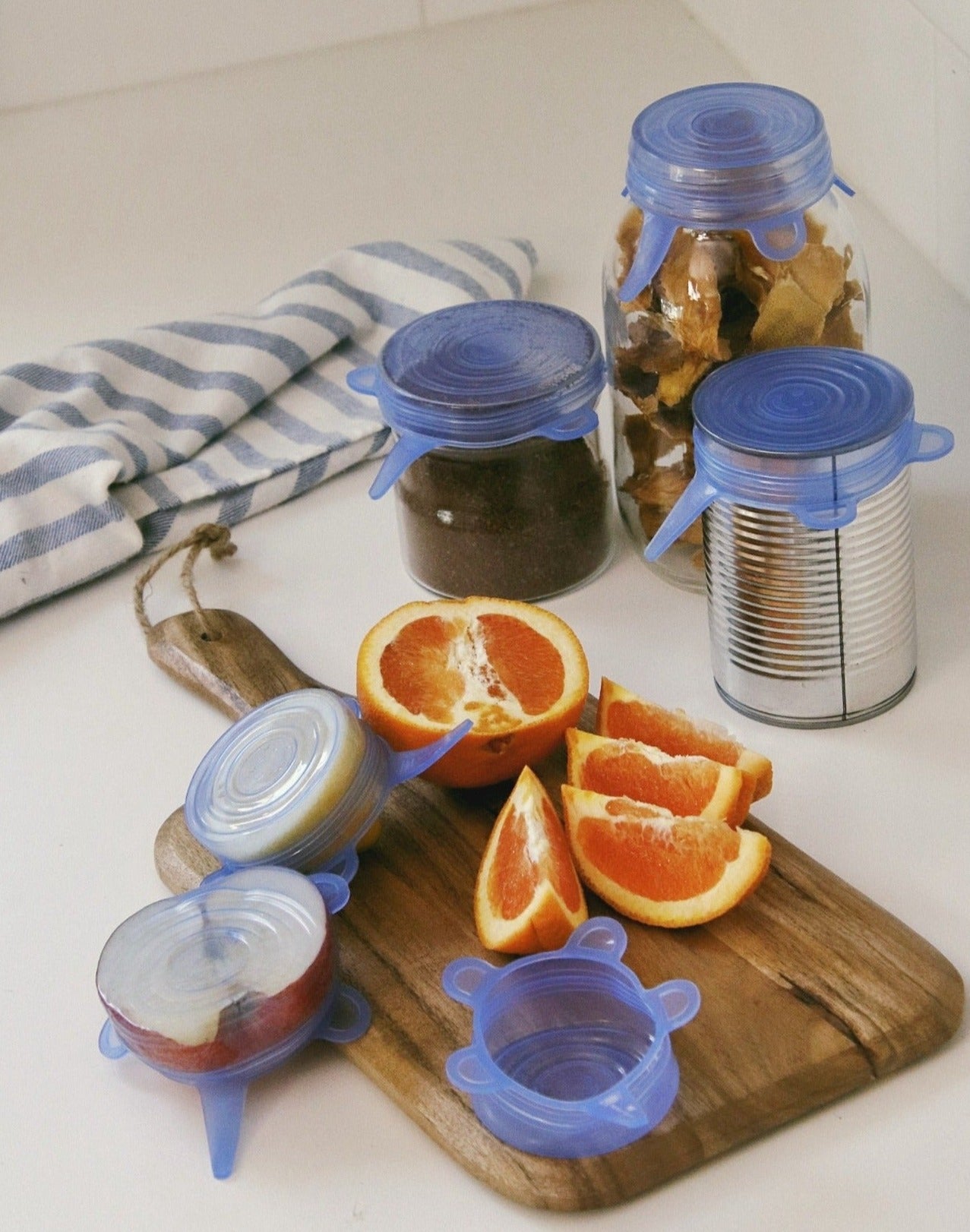 silicone can covers mother earth plastic free sustainable living plastic free food storage food huggers 