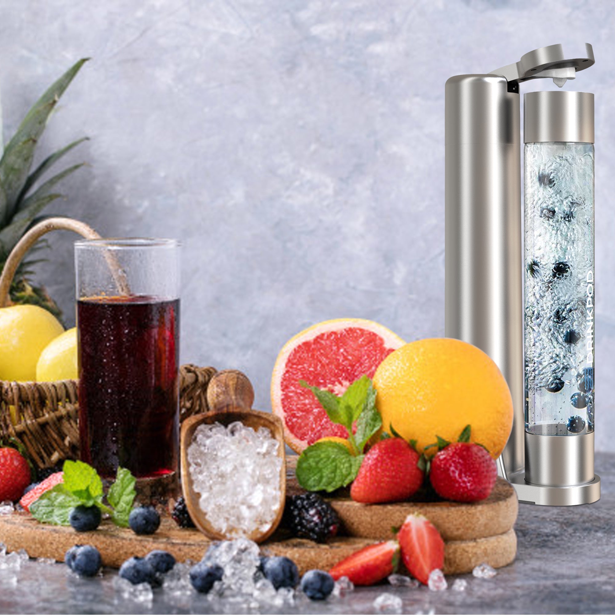 FIZZPod Soda Machine - Make Homemade Sparkling Water, Juice, Tea and Cocktail Drinks with Fruits & Candy by Drinkpod