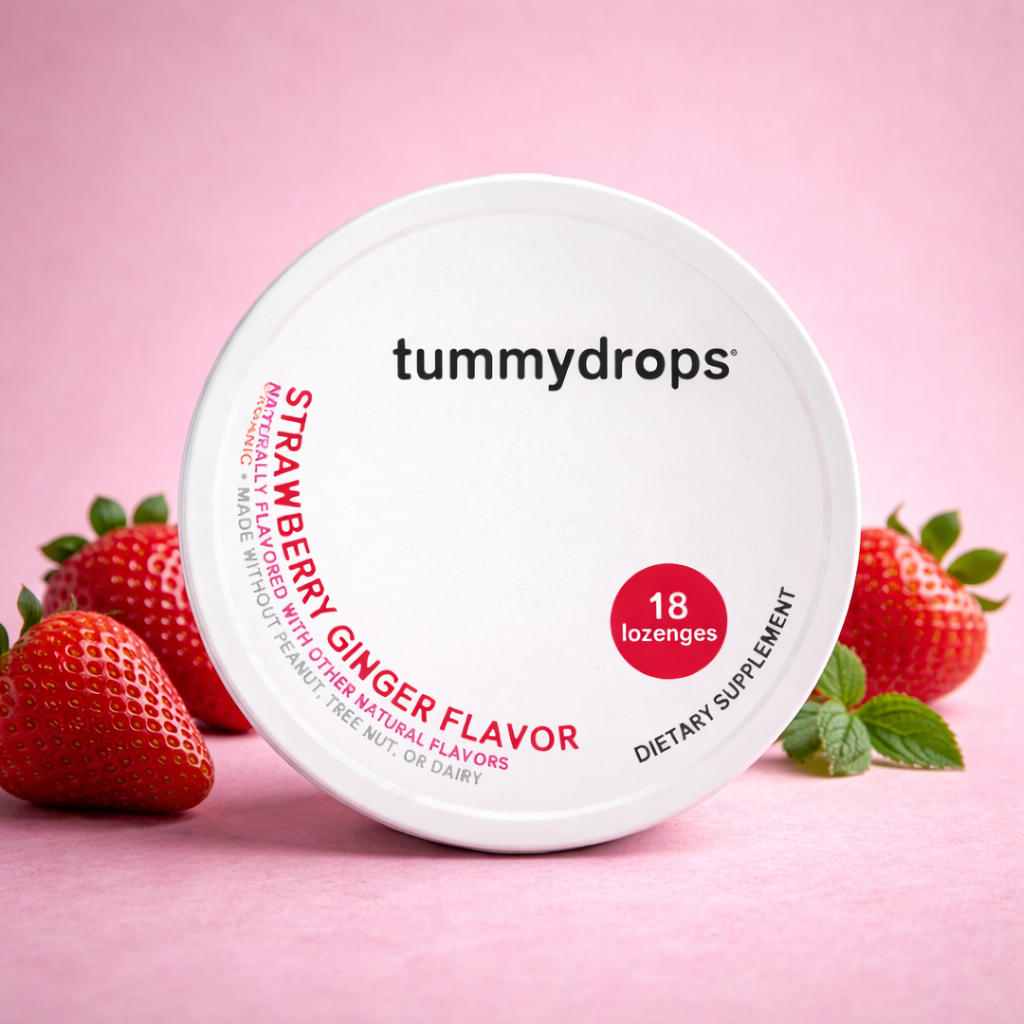 Strawberry Ginger Tummydrops  | Organic Lozenges 18ct Tin