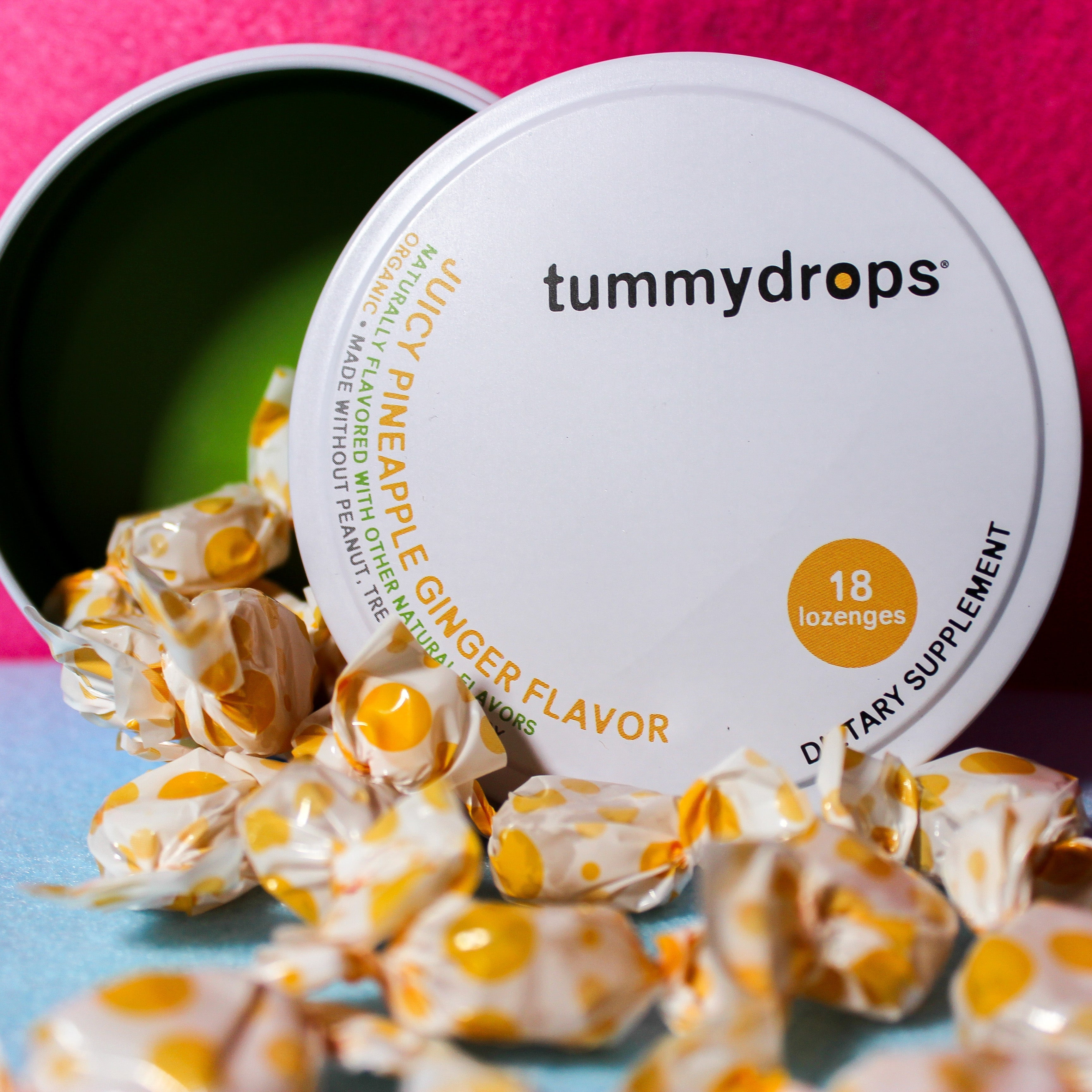 Juicy Pineapple Ginger Tummydrops, 18 ct