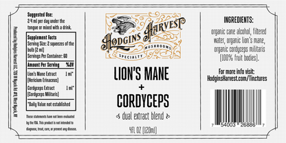 Lion's Mane + Cordyceps Dual Extract Tincture by Hodgins Harvest