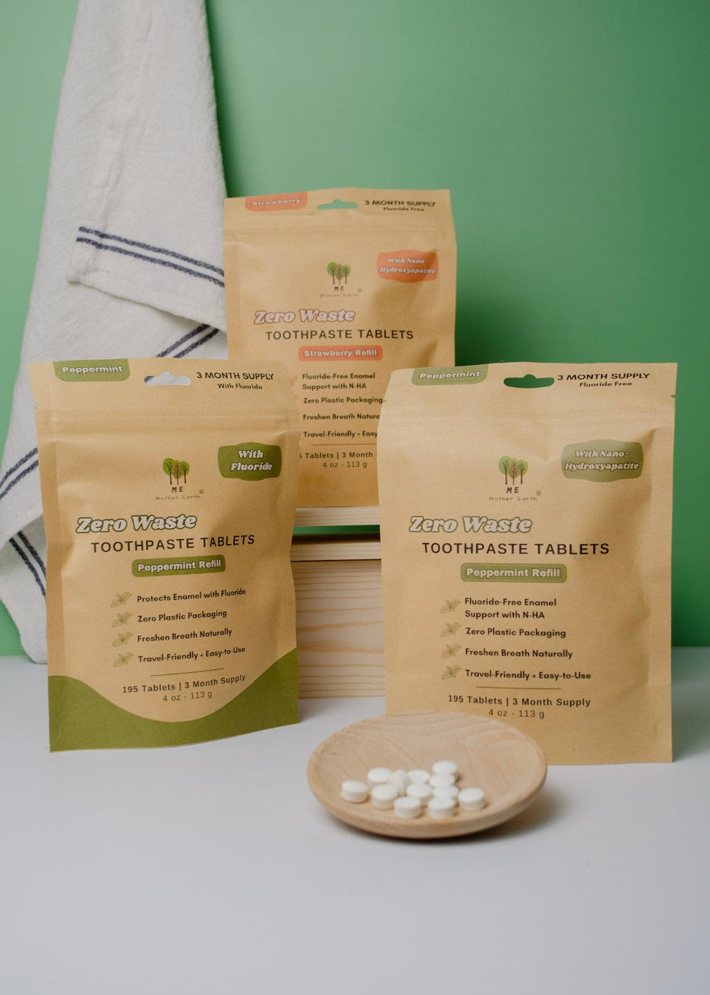 Fluoride-Free Zero Waste Toothpaste Tablets with Nano-Hydroxyapatite: 3 Month Refills