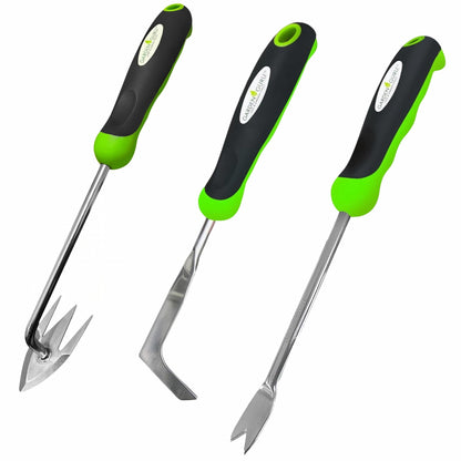 3pc Stainless Steel Hand Weeder Tool Set – Dandelion, Patio Weeder, Root Weeder