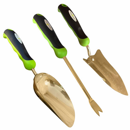 3pc Titanium Garden Tool Set – Scoop, Transplanter & Dandelion Weeder