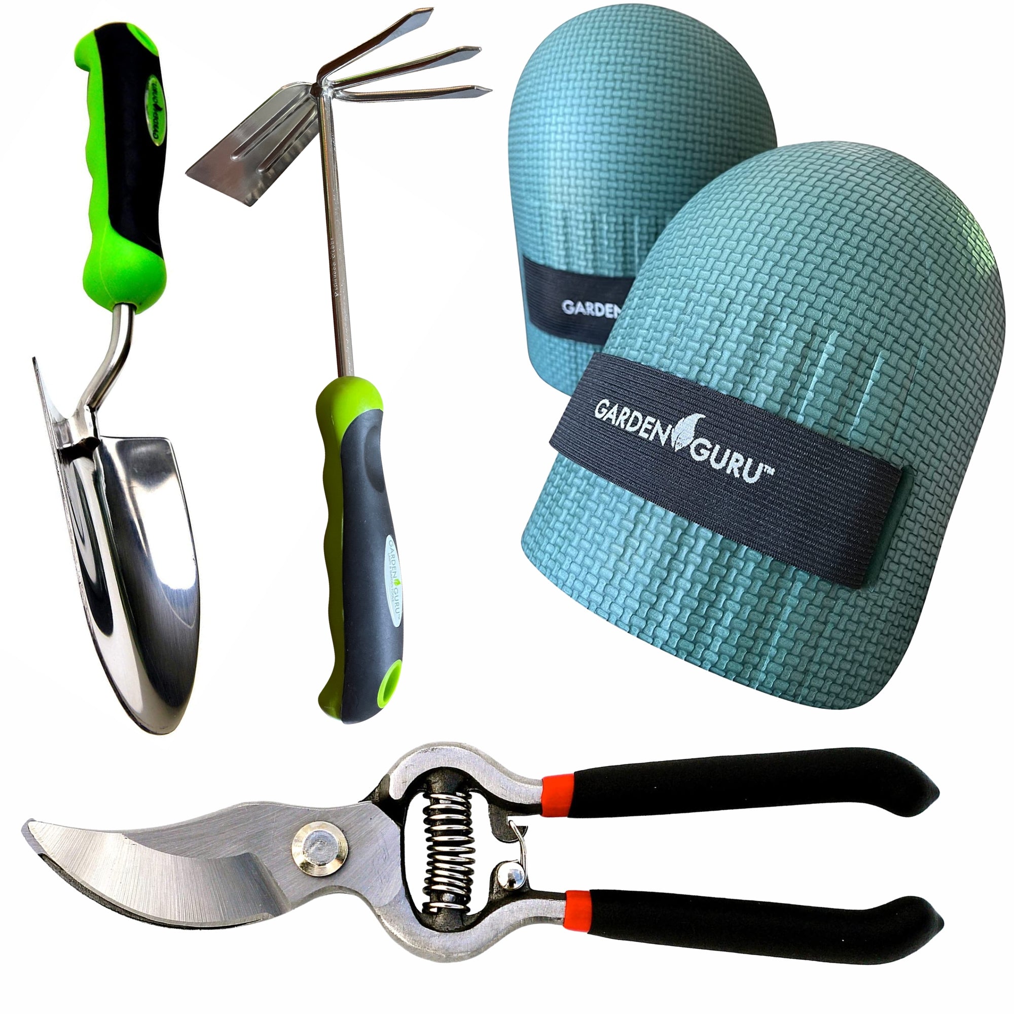 4pc Gardening Tool Set – Trowel, Cultivator Hoe, Knee Pads & Pruner