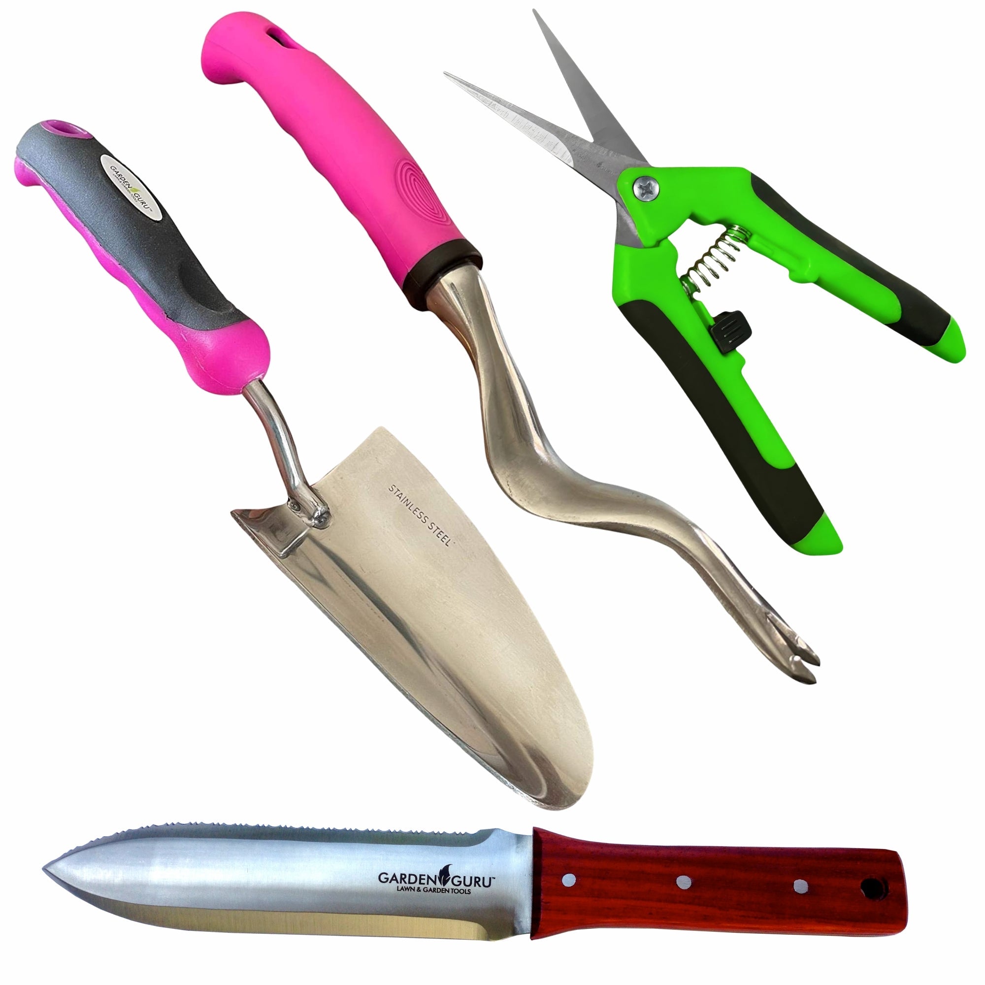 4pc Garden Tool Set - Trowel, Weeder, Hori Hori Knife & Snips