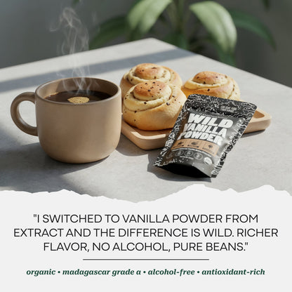 Vanilla Powder, 28 servings - Organic Ground Whole Vanilla Beans