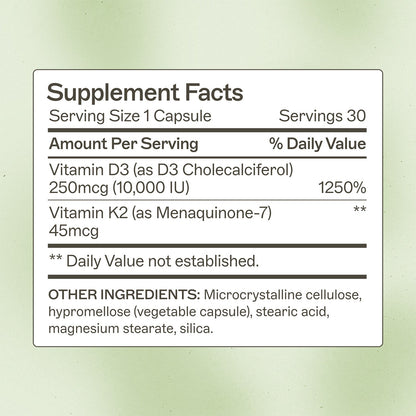 Vitamin D3/K2 10,000 IU Capsules by Amy Myers MD