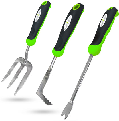 3pc Garden Hand Weeder Tool Set – Dandelion Weeder, Patio Weeder, Fork