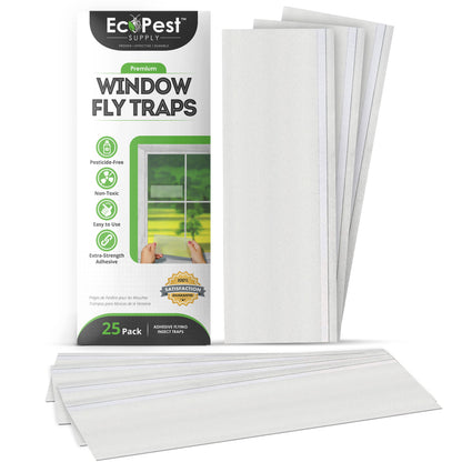 Window Fly Traps – 25 Pack | Transparent Sticky Fly Trap for Windows by EcoPest Supply