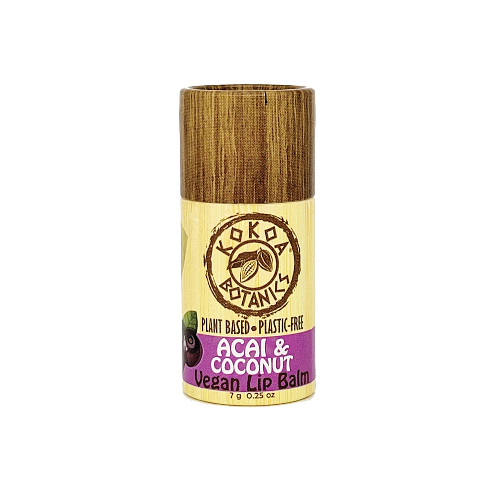 Acai and Coconut - Vegan Natural Lip Balm - Plastic Free .25 oz by kokoabotanics