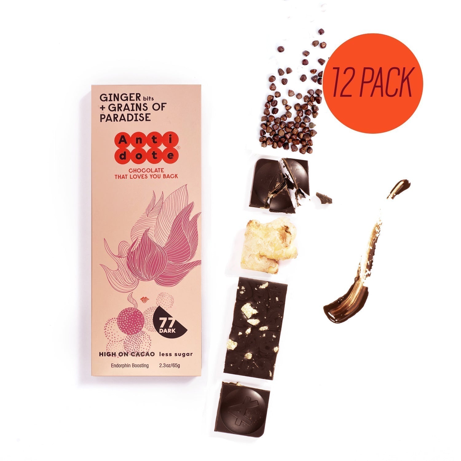 Antidote Chocolate ALETHEIA: GINGER Cases - 3 cases x 12 bars by Farm2Me