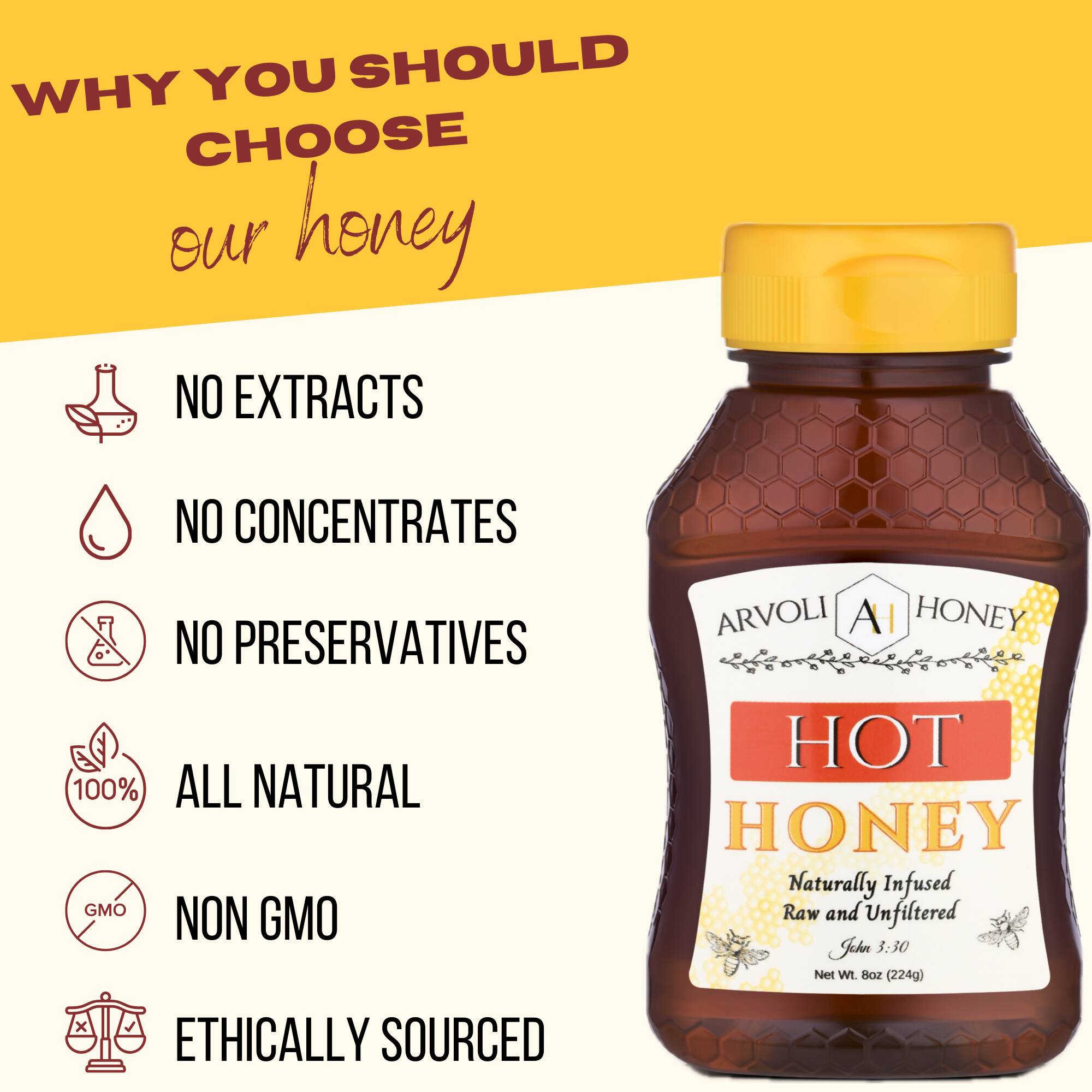 Arvoli Honey Hot Honey Bottle - 8 oz by Farm2Me
